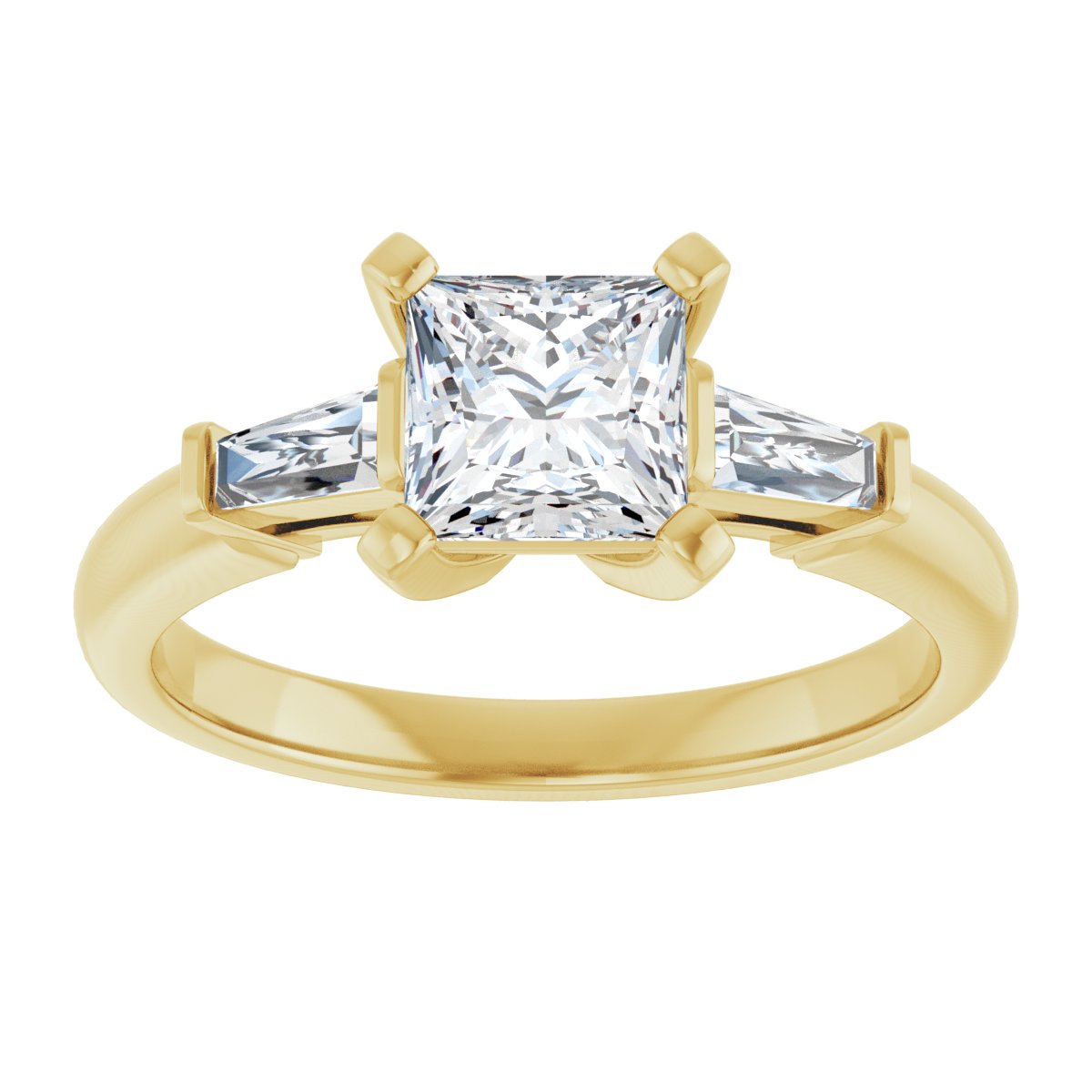 Square Three-Stone Engagement Ring Semi-Mount - gallery - Series 69706