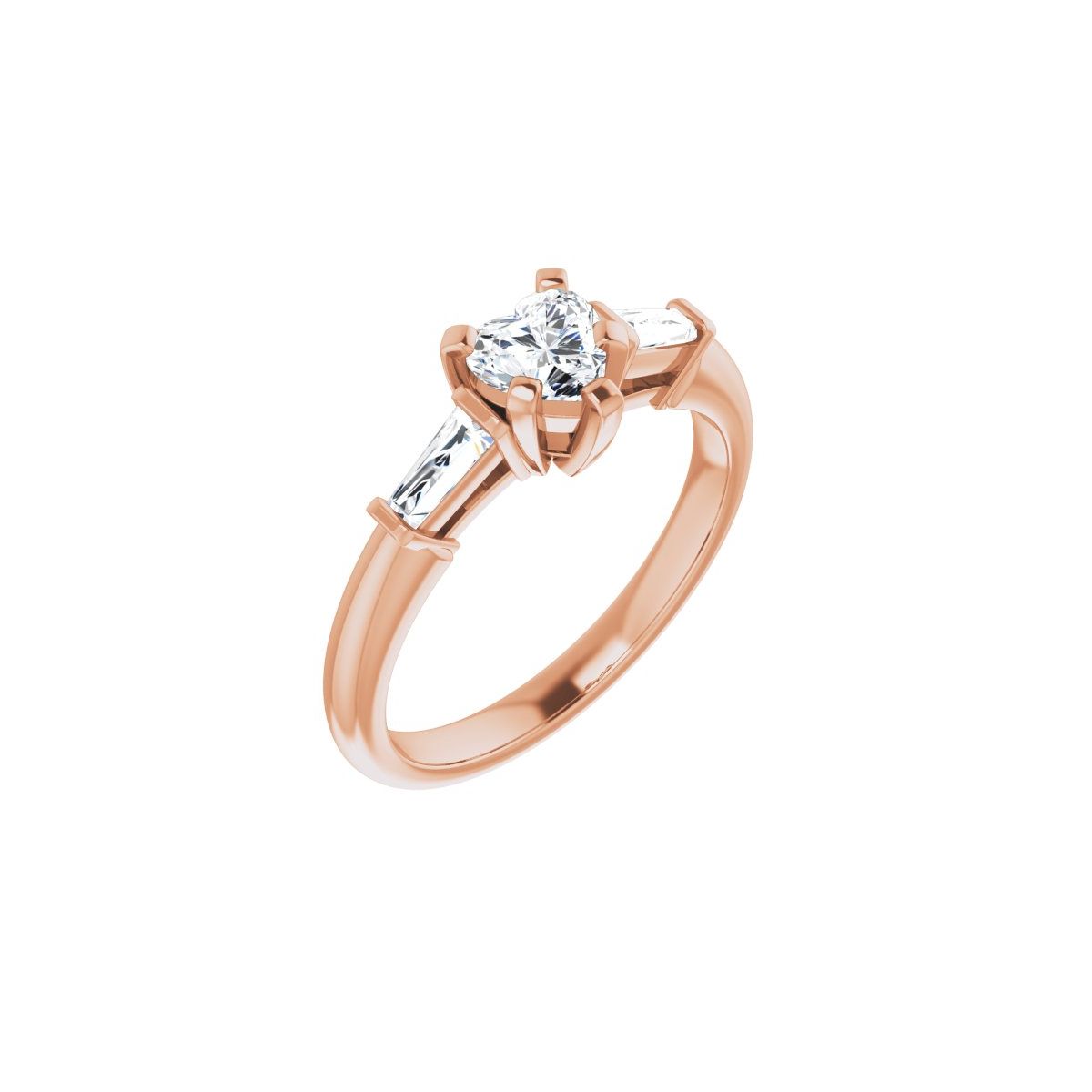 Natural Diamond Heart Three-Stone Engagement Ring Semi-Mount - 14K Rose Gold - Series 69706