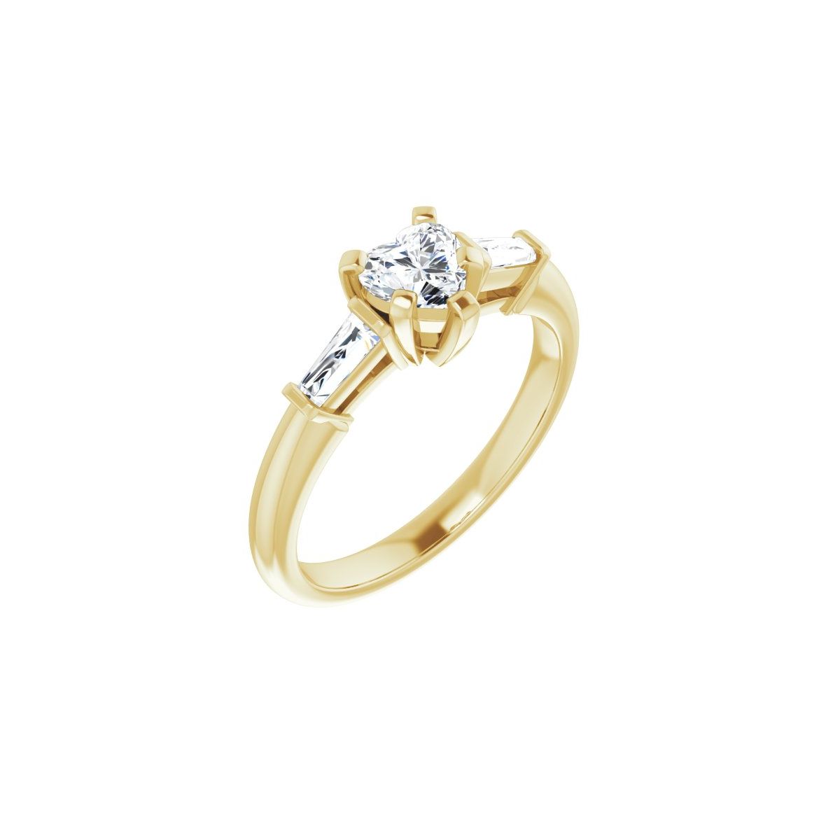 Natural Diamond Heart Three-Stone Engagement Ring Semi-Mount - 14K Yellow Gold - Series 69706