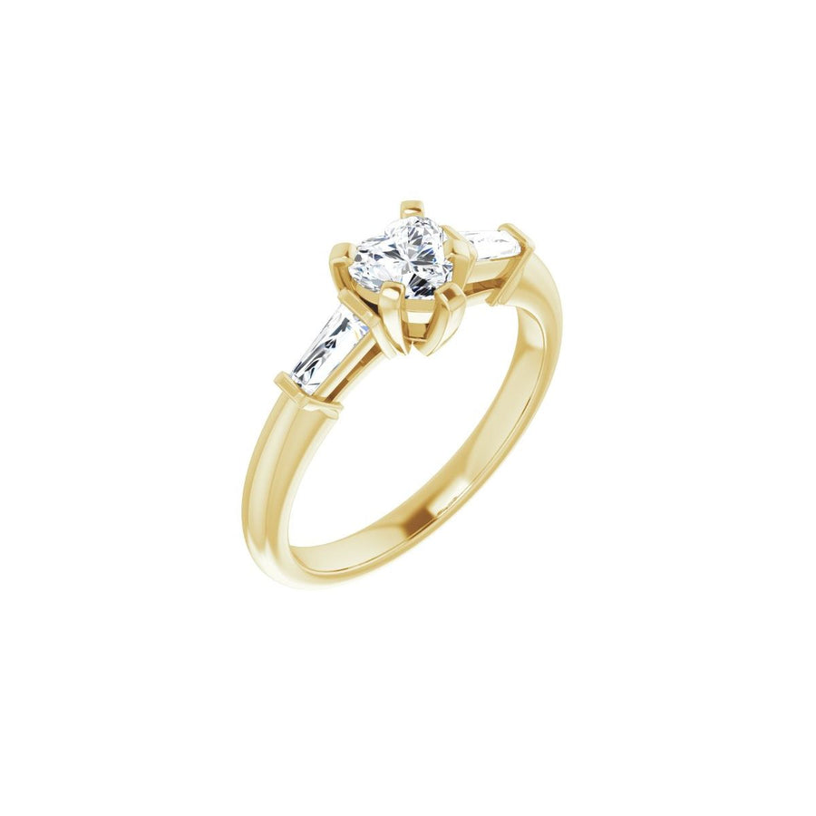 Natural Diamond Heart Three-Stone Engagement Ring Semi-Mount - 14K Yellow Gold - Series 69706