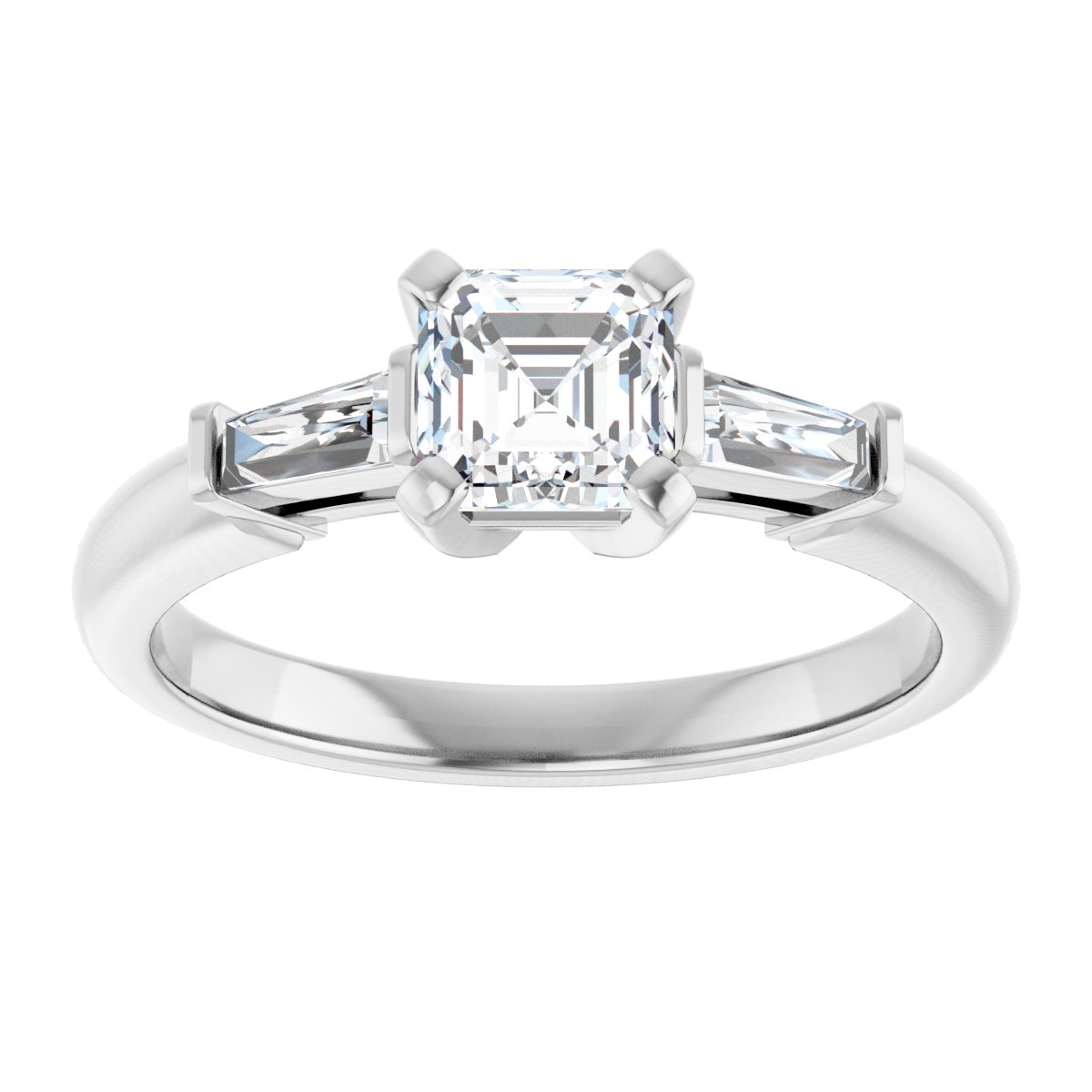 Asscher Three-Stone Engagement Ring Semi-Mount - gallery - Series 69706