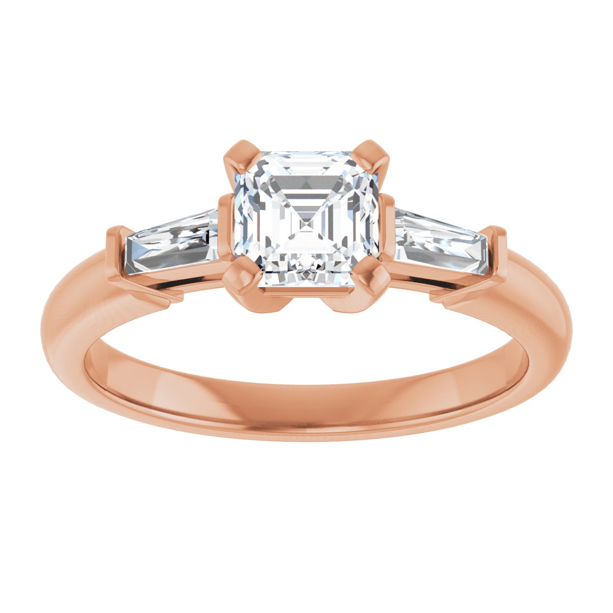 Asscher Three-Stone Engagement Ring Semi-Mount - gallery - Series 69706