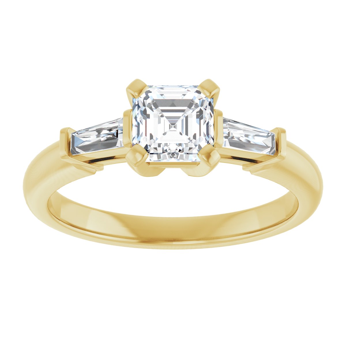 Asscher Three-Stone Engagement Ring Semi-Mount - gallery - Series 69706