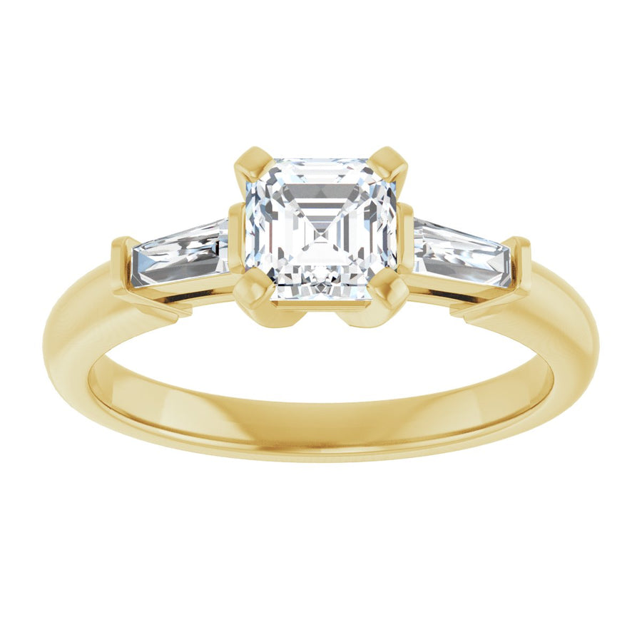 Asscher Three-Stone Engagement Ring Semi-Mount - gallery - Series 69706