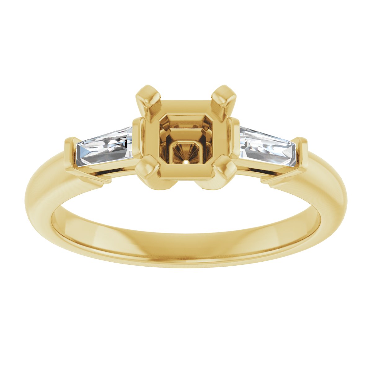 Asscher Three-Stone Engagement Ring Semi-Mount - gallery - Series 69706