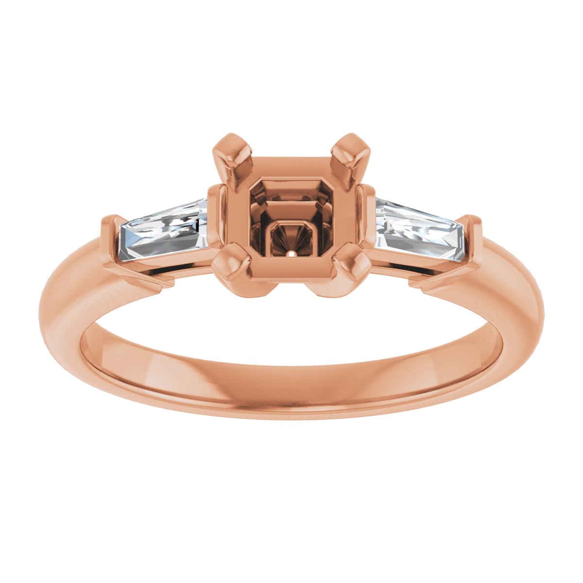 Asscher Three-Stone Engagement Ring Semi-Mount - gallery - Series 69706