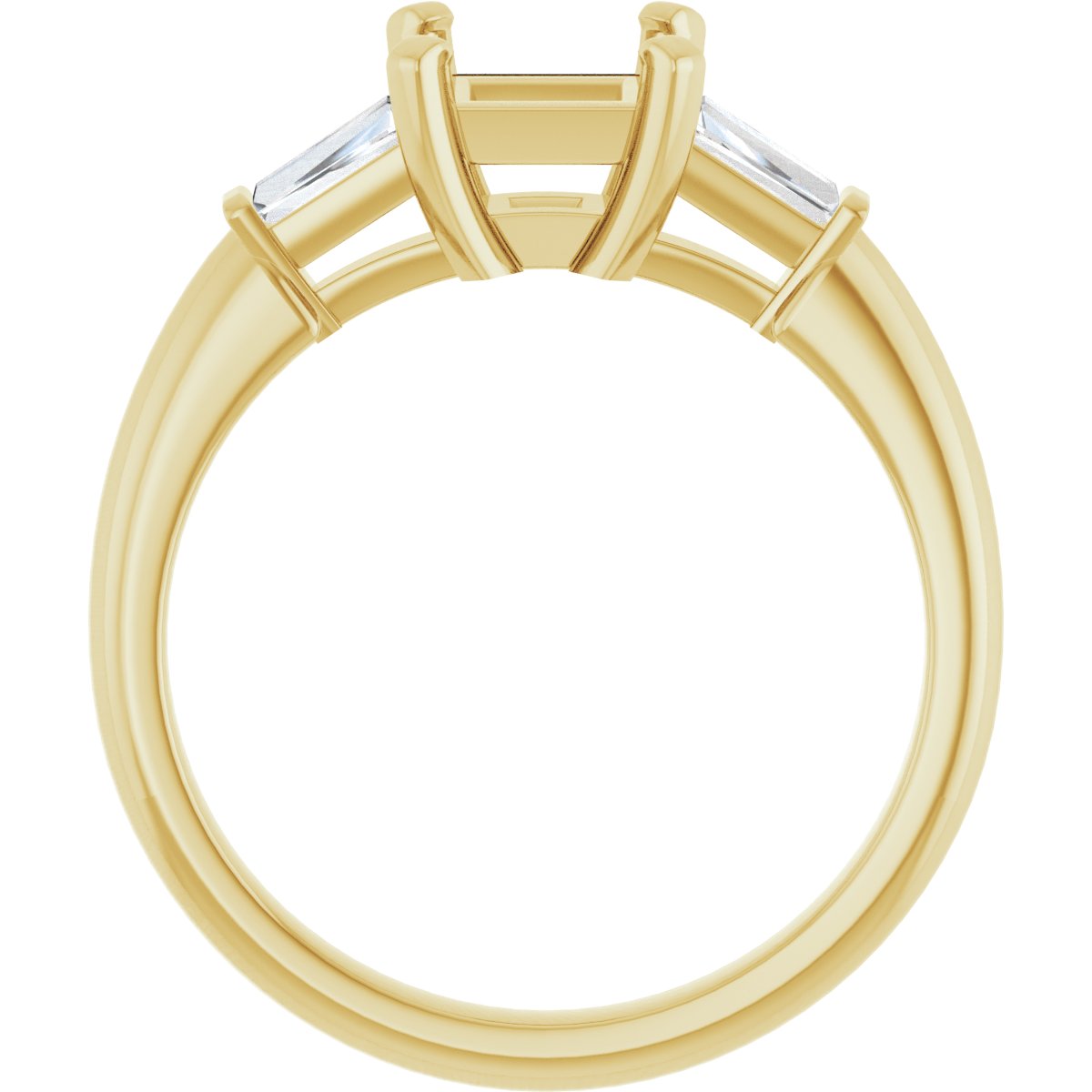 Square Three-Stone Engagement Ring Semi-Mount - gallery - Series 69706