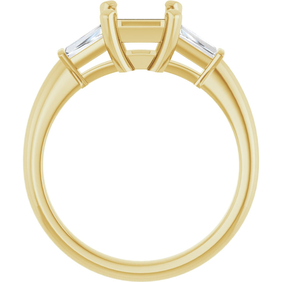 Square Three-Stone Engagement Ring Semi-Mount - gallery - Series 69706