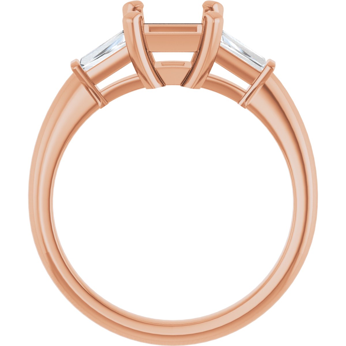Square Three-Stone Engagement Ring Semi-Mount - gallery - Series 69706