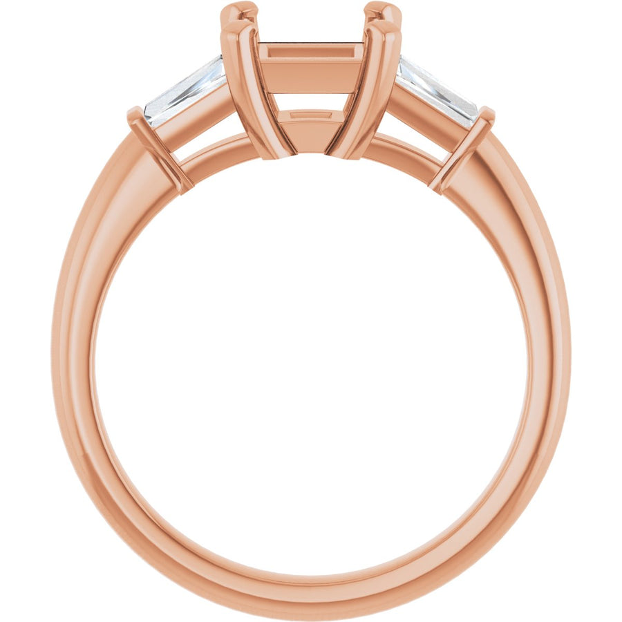 Square Three-Stone Engagement Ring Semi-Mount - gallery - Series 69706
