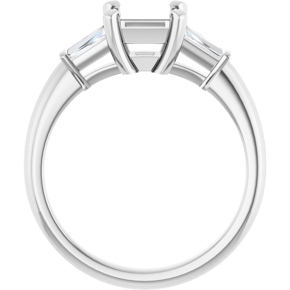 Square Three-Stone Engagement Ring Semi-Mount - gallery - Series 69706