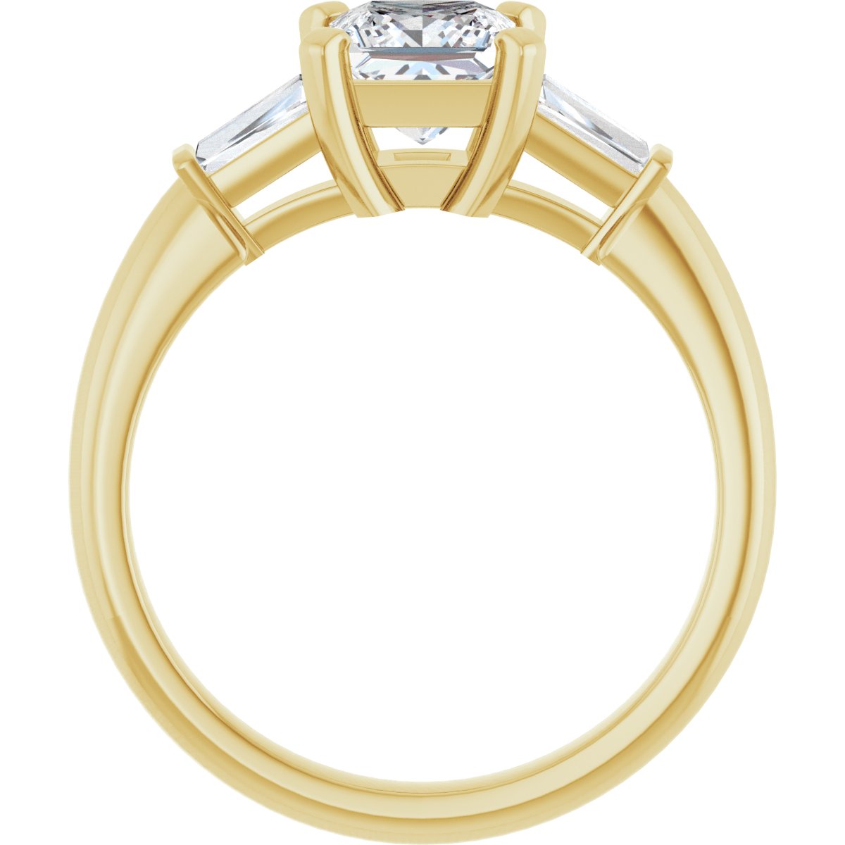 Square Three-Stone Engagement Ring Semi-Mount - gallery - Series 69706