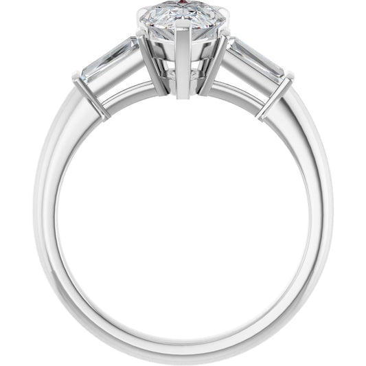 Pear Three-Stone Engagement Ring Semi-Mount - gallery - Series 69706