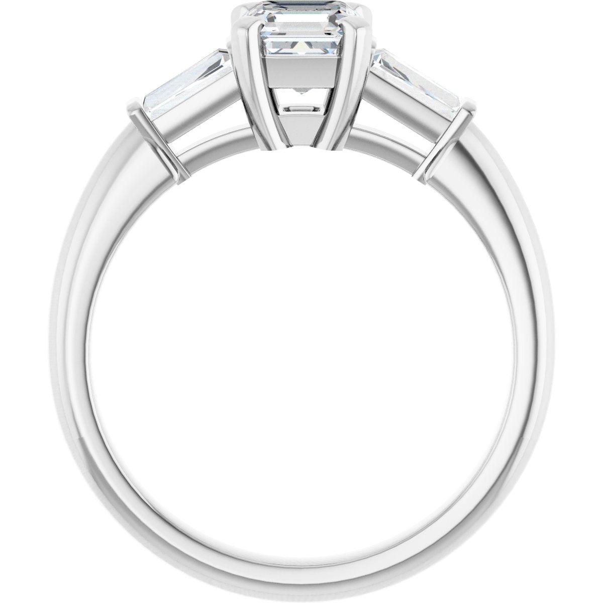 Asscher Three-Stone Engagement Ring Semi-Mount - gallery - Series 69706