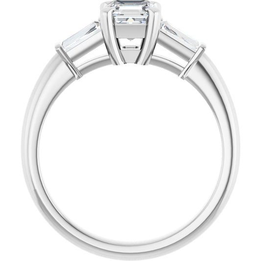 Asscher Three-Stone Engagement Ring Semi-Mount - gallery - Series 69706