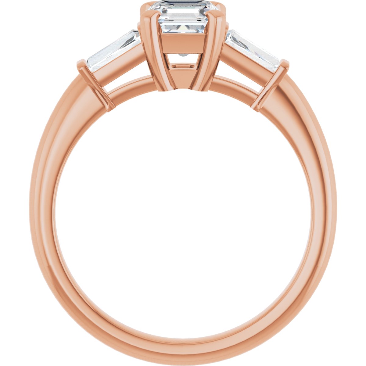 Asscher Three-Stone Engagement Ring Semi-Mount - gallery - Series 69706