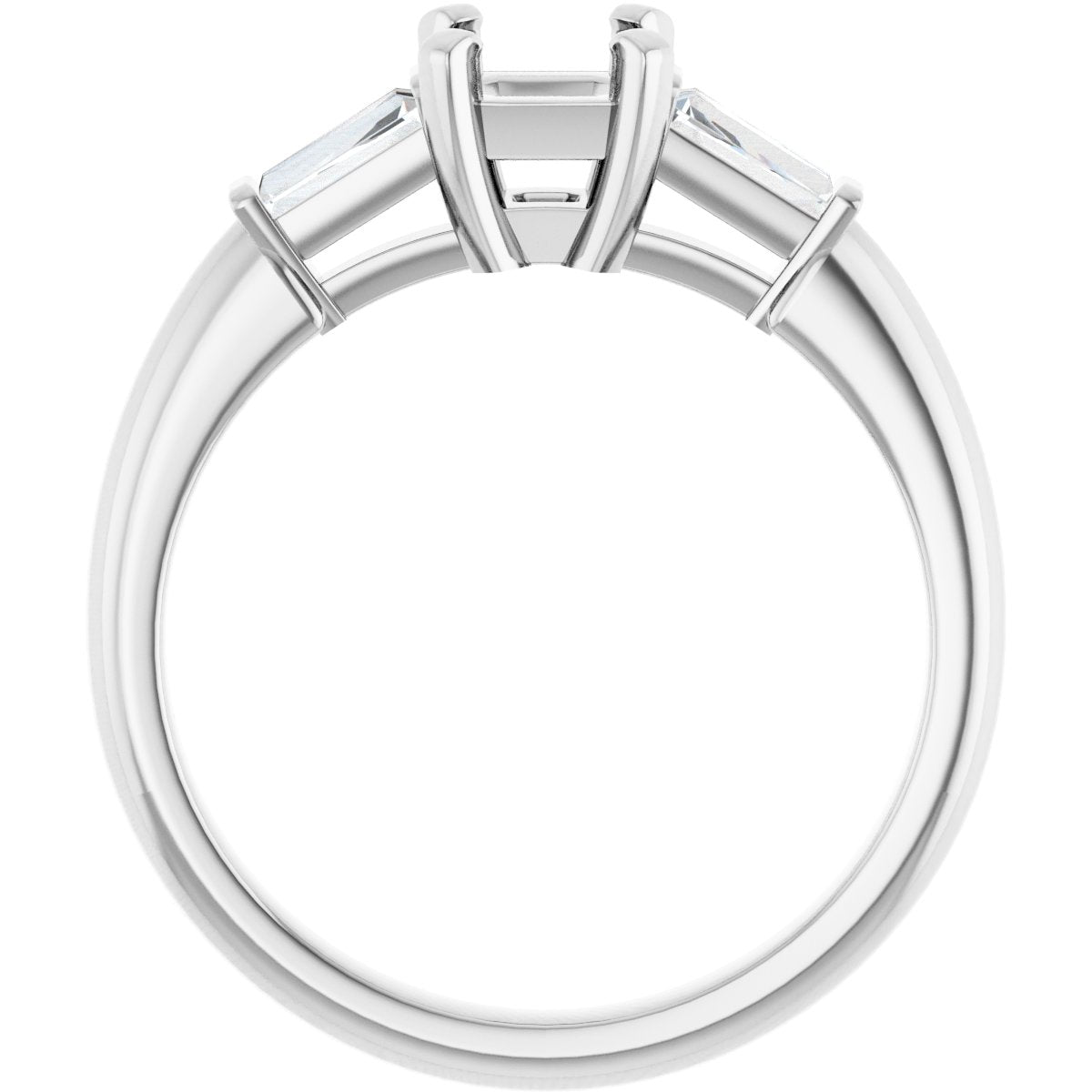 Asscher Three-Stone Engagement Ring Semi-Mount - gallery - Series 69706