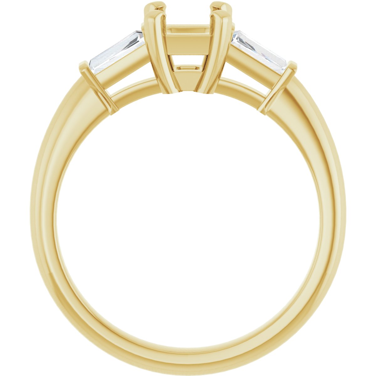 Asscher Three-Stone Engagement Ring Semi-Mount - gallery - Series 69706