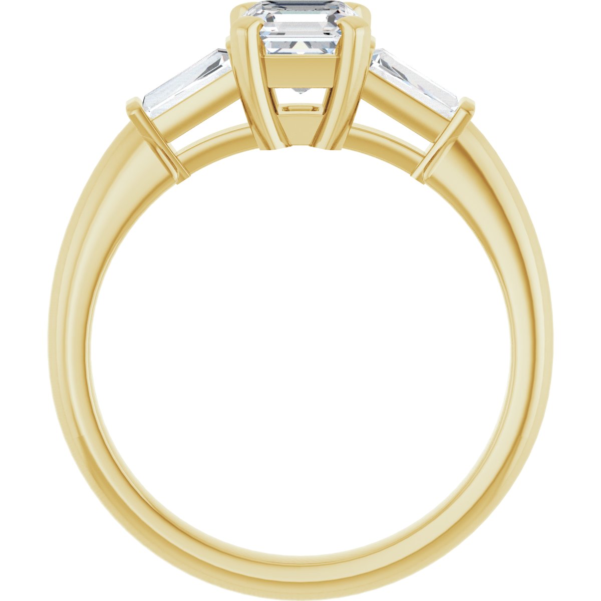 Asscher Three-Stone Engagement Ring Semi-Mount - gallery - Series 69706