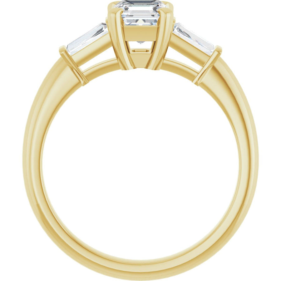 Asscher Three-Stone Engagement Ring Semi-Mount - gallery - Series 69706