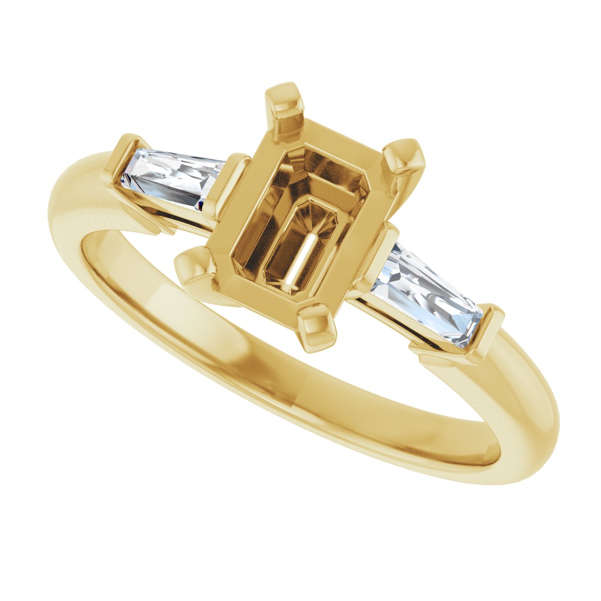 Emerald Three-Stone Engagement Ring Semi-Mount - gallery - Series 69706