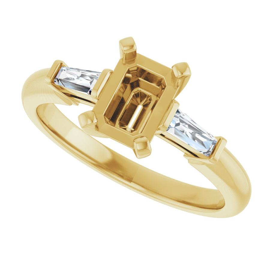 Emerald Three-Stone Engagement Ring Semi-Mount - gallery - Series 69706