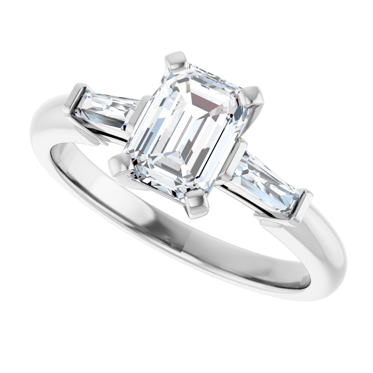 Emerald Three-Stone Engagement Ring Semi-Mount - gallery - Series 69706
