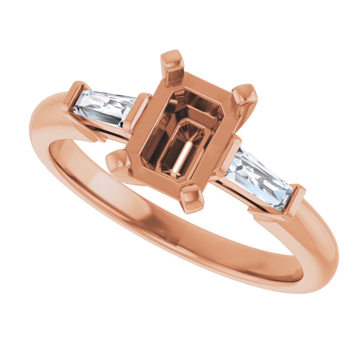 Emerald Three-Stone Engagement Ring Semi-Mount - gallery - Series 69706