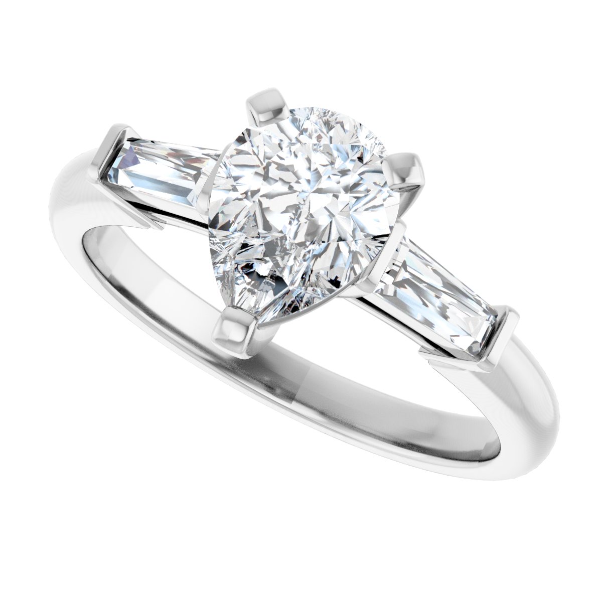 Pear Three-Stone Engagement Ring Semi-Mount - gallery - Series 69706