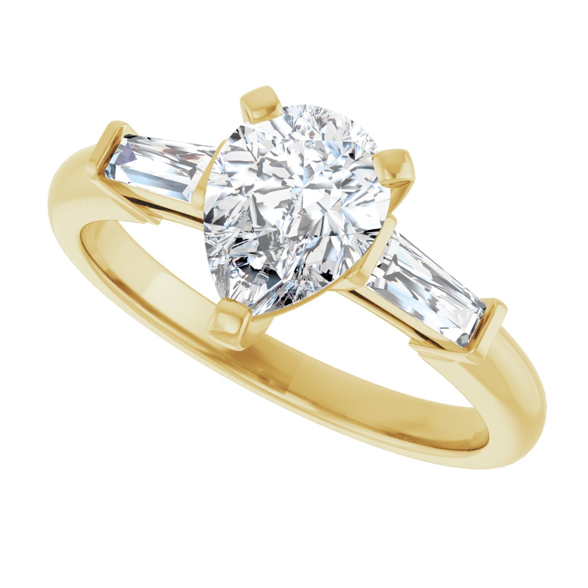 Pear Three-Stone Engagement Ring Semi-Mount - gallery - Series 69706