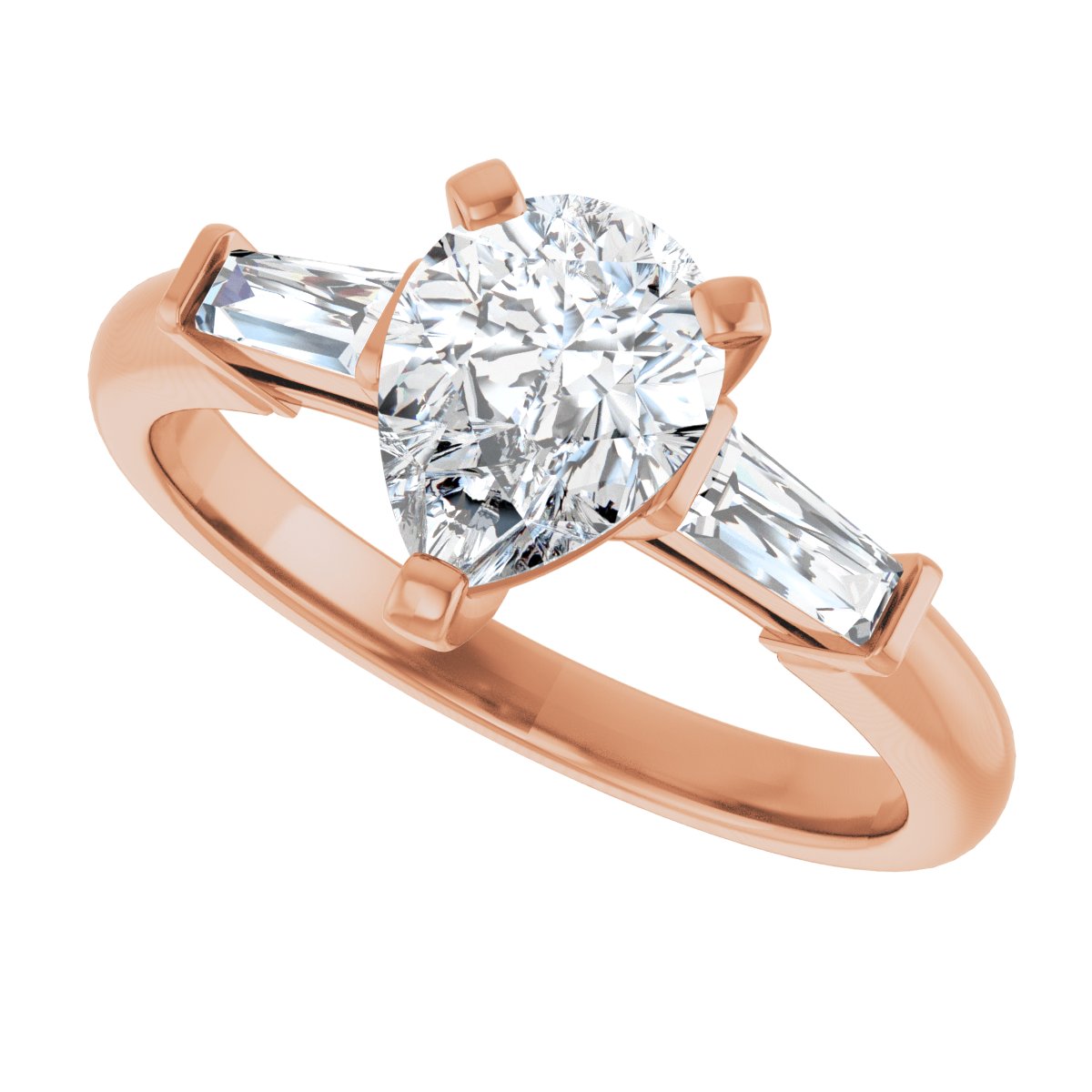 Pear Three-Stone Engagement Ring Semi-Mount - gallery - Series 69706
