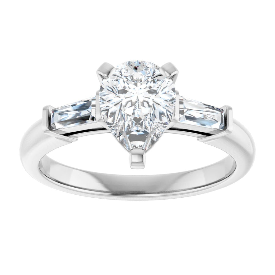 Pear Three-Stone Engagement Ring Semi-Mount - gallery - Series 69706