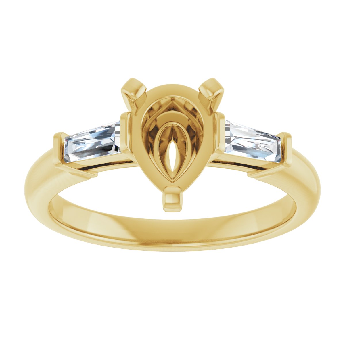 Pear Three-Stone Engagement Ring Semi-Mount - gallery - Series 69706