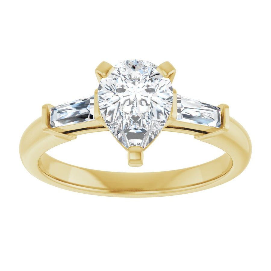 Pear Three-Stone Engagement Ring Semi-Mount - gallery - Series 69706