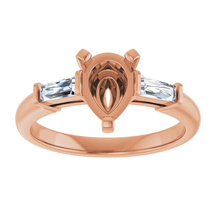 Pear Three-Stone Engagement Ring Semi-Mount - gallery - Series 69706