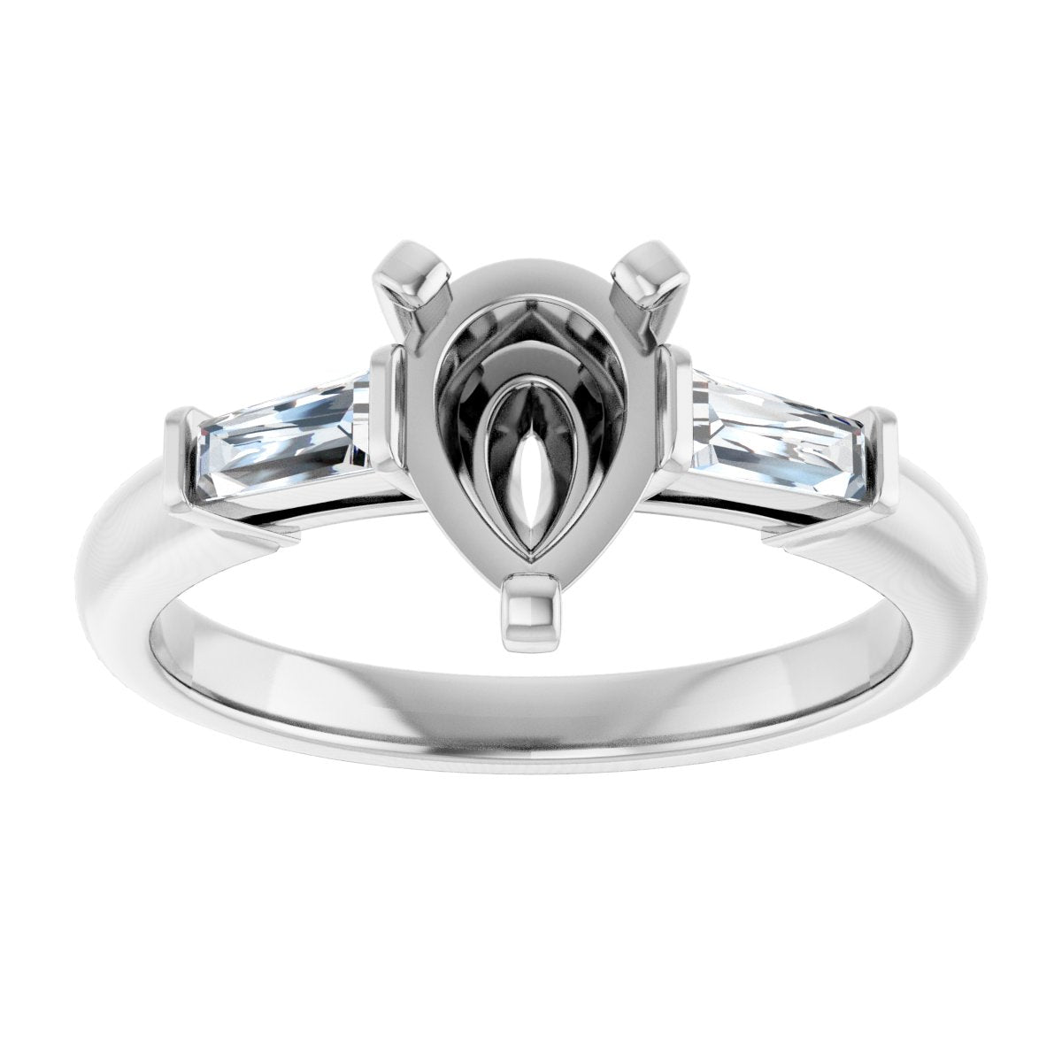 Pear Three-Stone Engagement Ring Semi-Mount - gallery - Series 69706