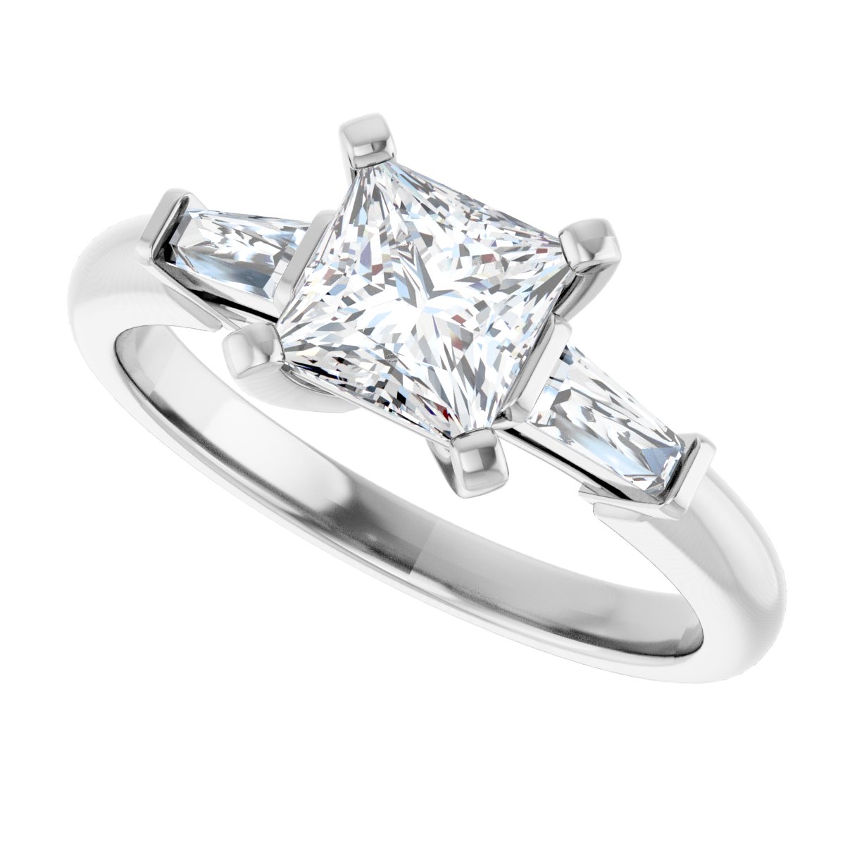 Square Three-Stone Engagement Ring Semi-Mount - gallery - Series 69706