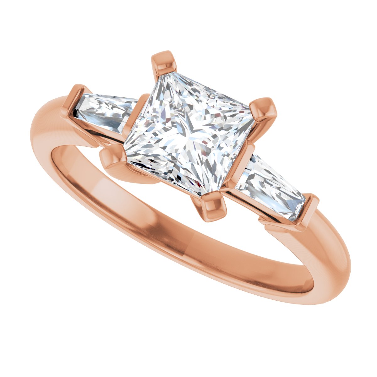Square Three-Stone Engagement Ring Semi-Mount - gallery - Series 69706