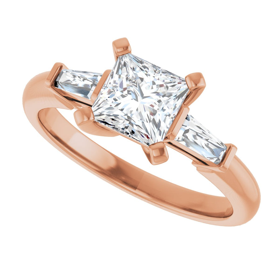 Square Three-Stone Engagement Ring Semi-Mount - gallery - Series 69706