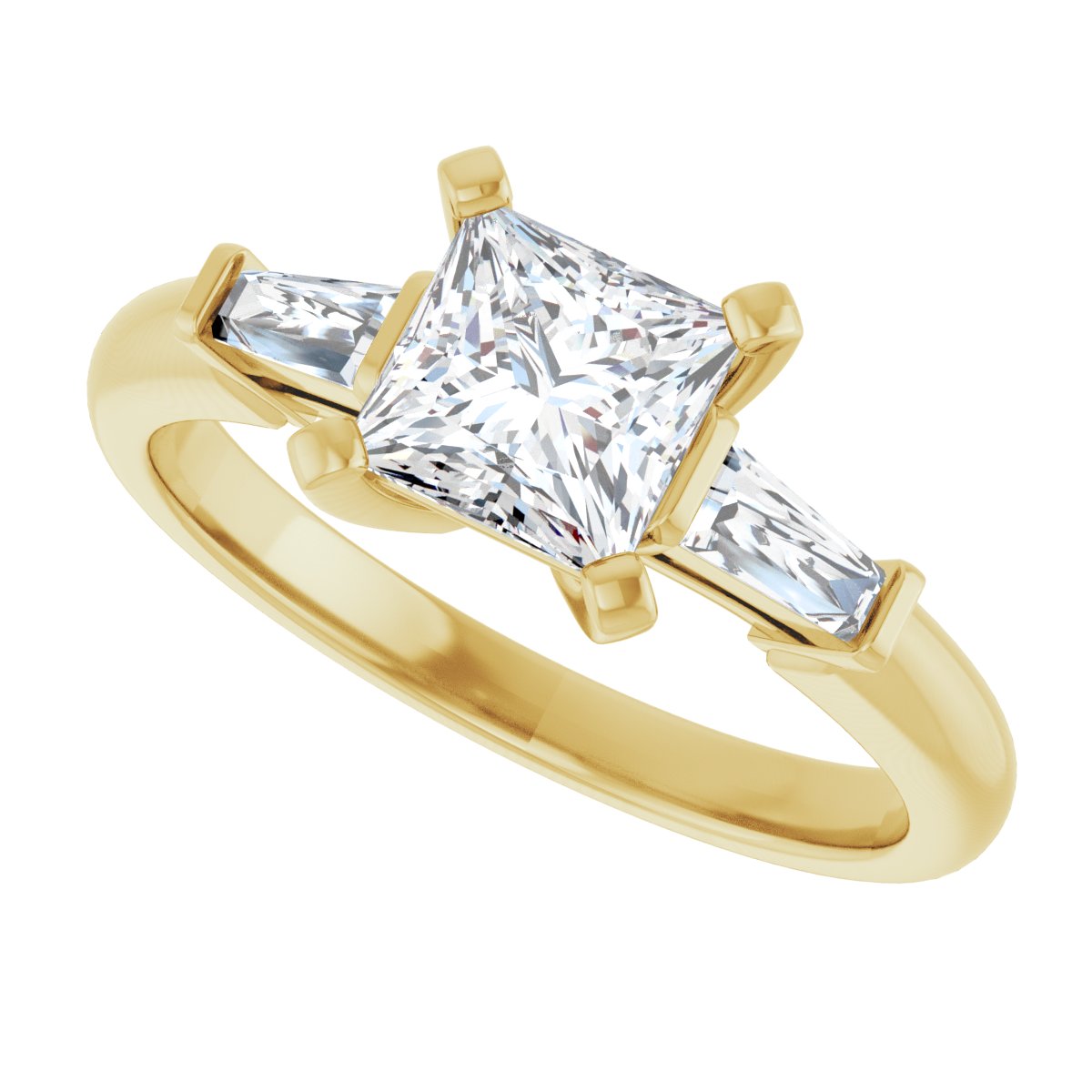 Square Three-Stone Engagement Ring Semi-Mount - gallery - Series 69706