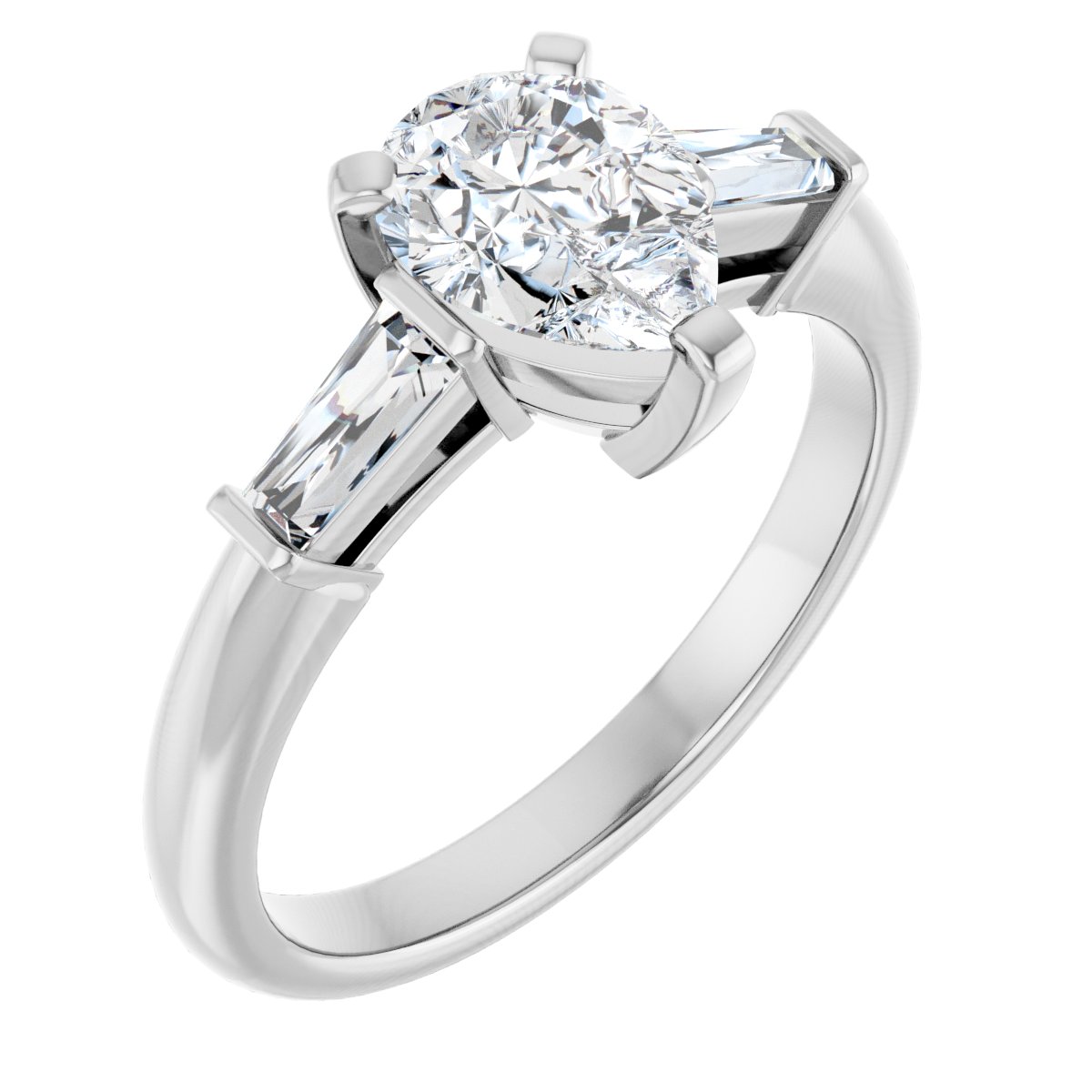 Natural Diamond Pear Three-Stone Engagement Ring Semi-Mount - Platinum - Series 69706