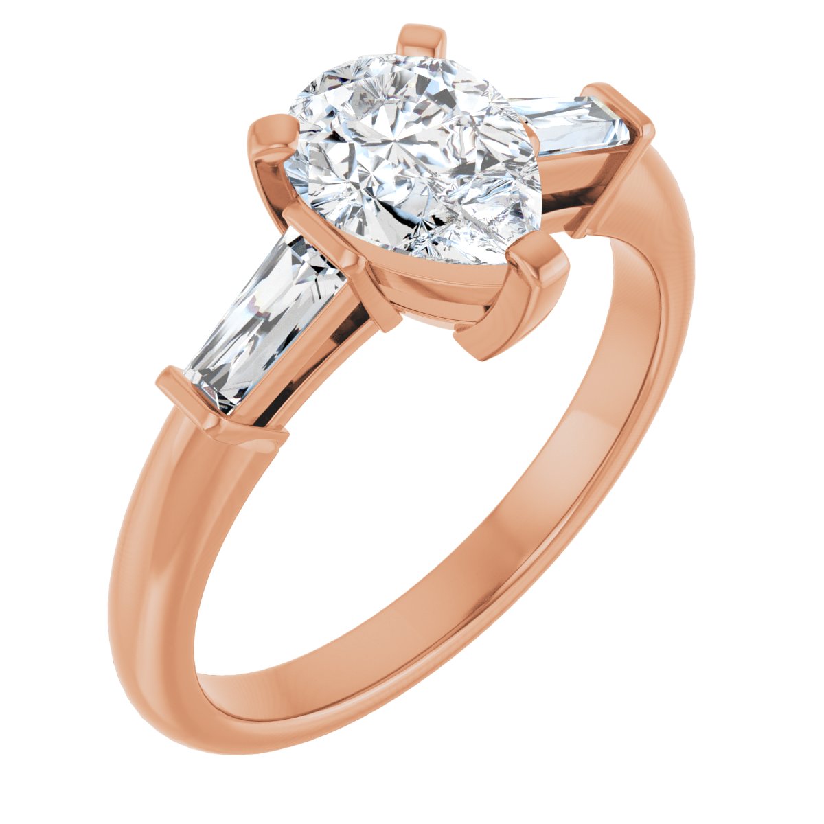 Natural Diamond Pear Three-Stone Engagement Ring Semi-Mount - 14K Rose Gold - Series 69706