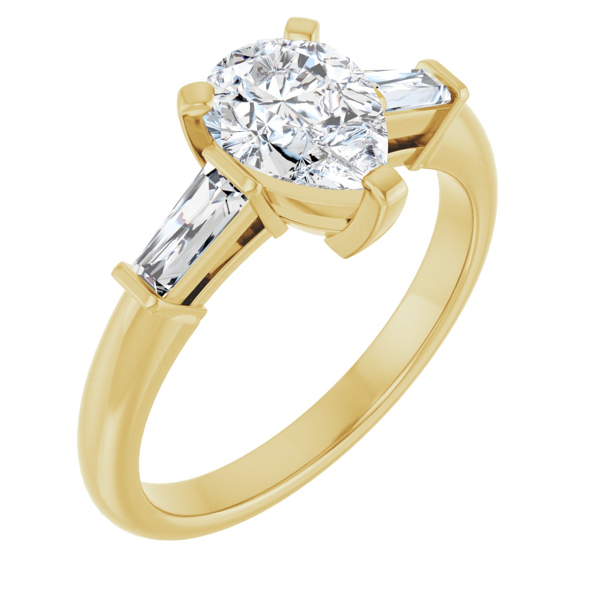 Natural Diamond Pear Three-Stone Engagement Ring Semi-Mount - 14K Yellow Gold - Series 69706