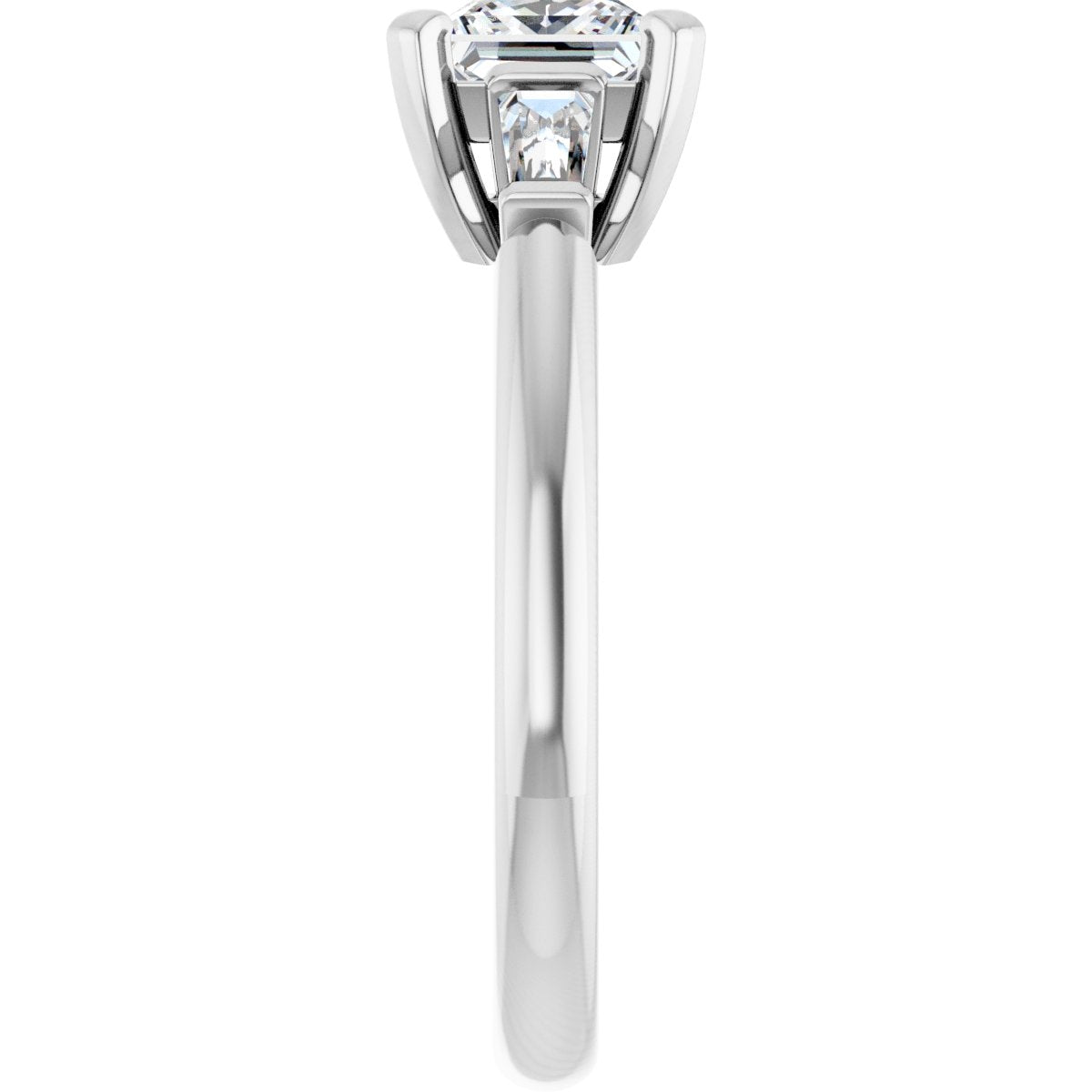 Square Three-Stone Engagement Ring Semi-Mount - gallery - Series 69706