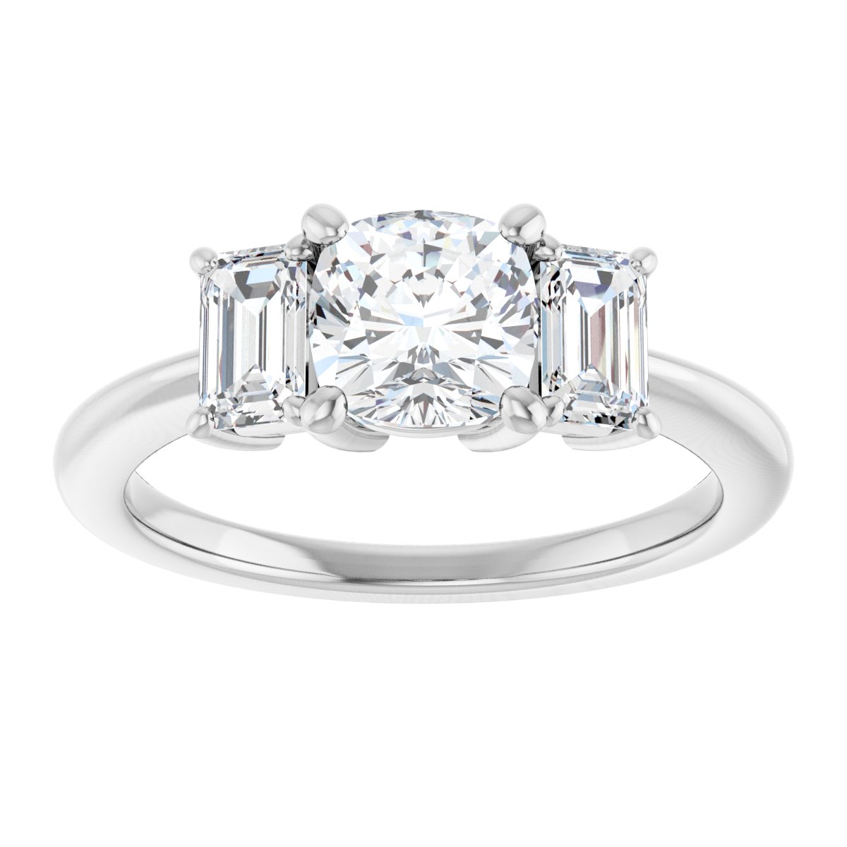 Cushion Three-Stone Engagement Ring Semi-Mount - gallery - Series 121986