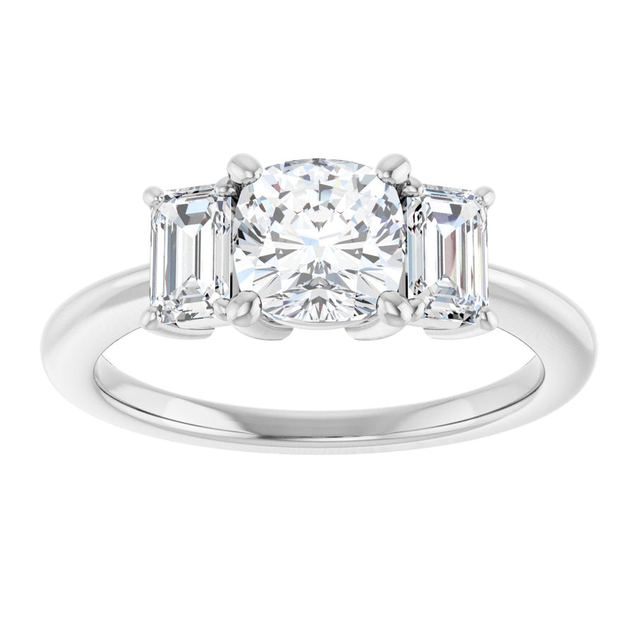 Cushion Three-Stone Engagement Ring Semi-Mount - gallery - Series 121986