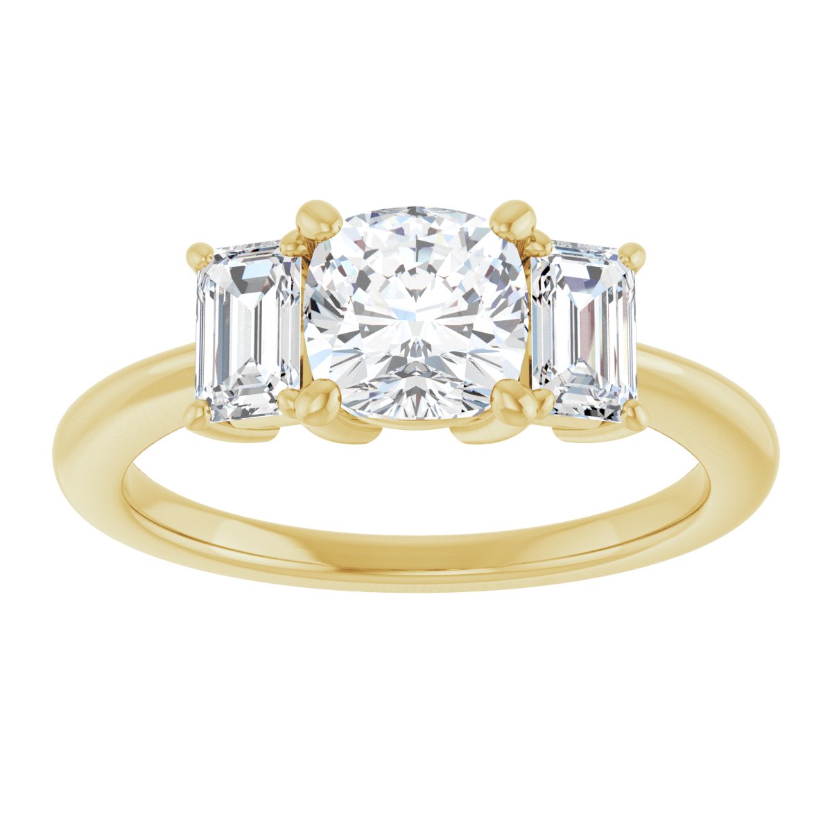 Cushion Three-Stone Engagement Ring Semi-Mount - gallery - Series 121986