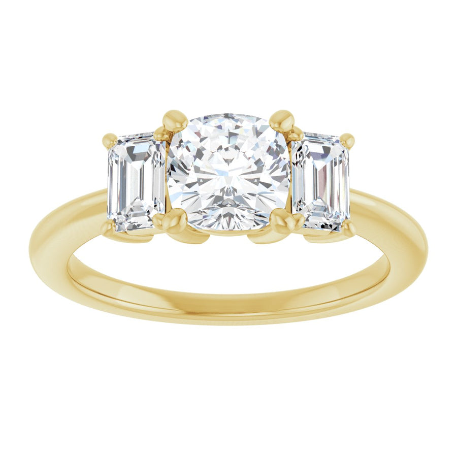 Cushion Three-Stone Engagement Ring Semi-Mount - gallery - Series 121986