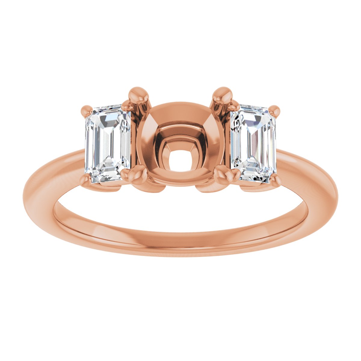 Cushion Three-Stone Engagement Ring Semi-Mount - gallery - Series 121986