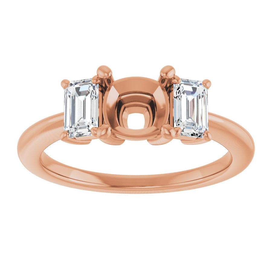 Cushion Three-Stone Engagement Ring Semi-Mount - gallery - Series 121986